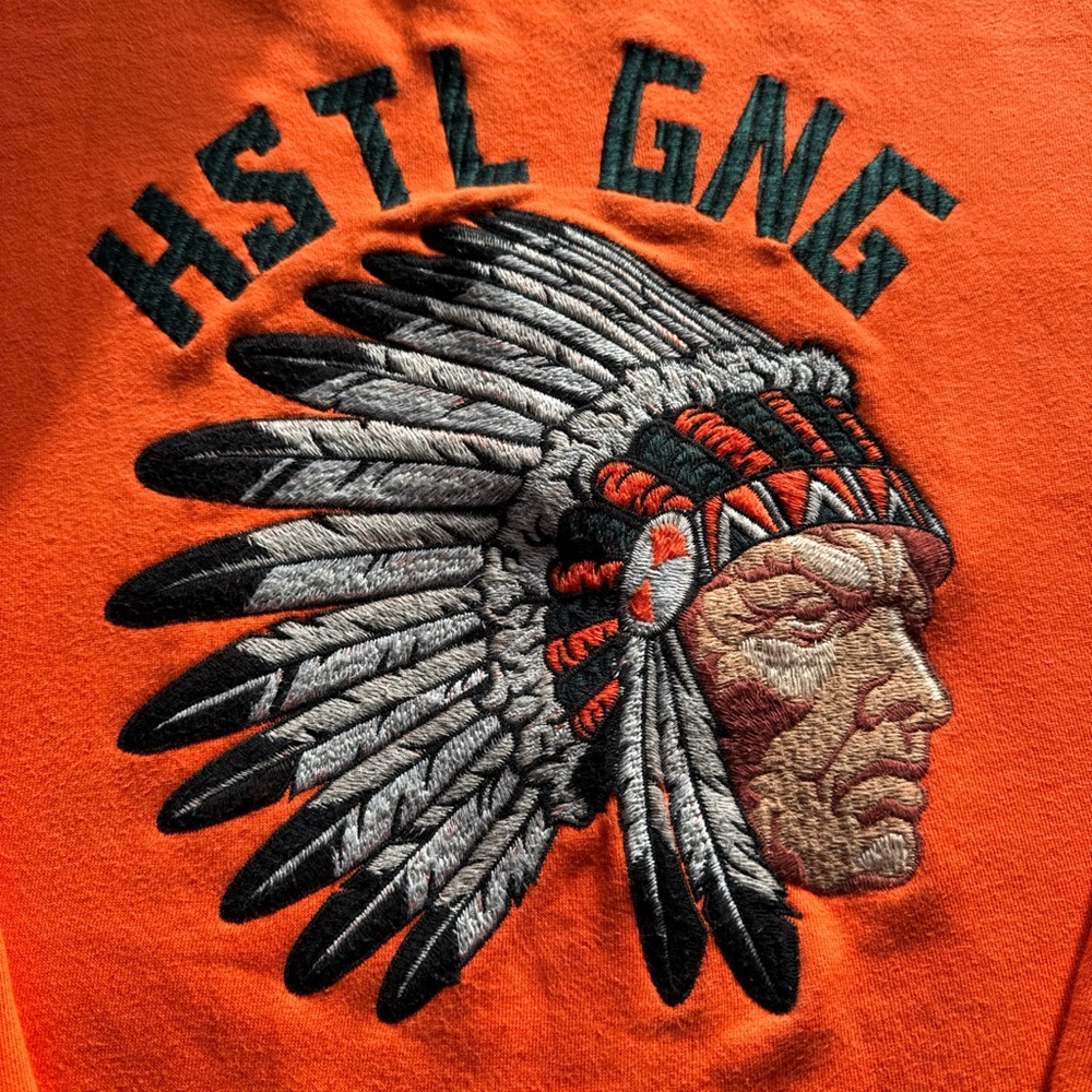 Hustle Gang Orange Embroidered Sweatshirt 2XL Streetwear Graphic